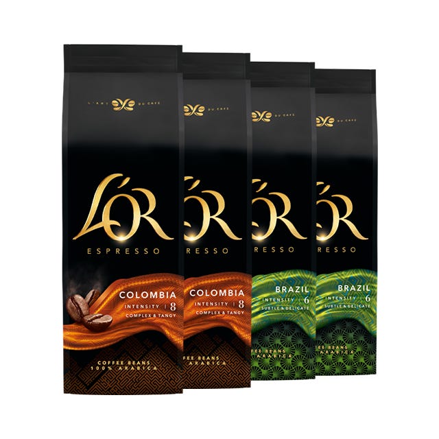 ASSORTIMENT ORIGINES CAFÉ EN GRAINS L'OR – 4x 500g